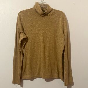 White Stag Gold Sparkle Turtle Neck Long Sleeve Top Size L Used